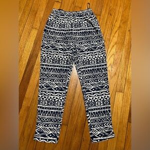 Mine Blue/White Geometric Design Sheer Resort/Vaction Wear Pants Size Small